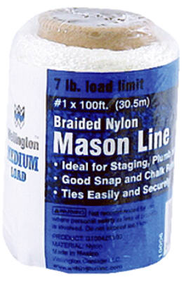 Wellington 10006 Braided Nylon Chalk & Mason Line, #1 x 100', White