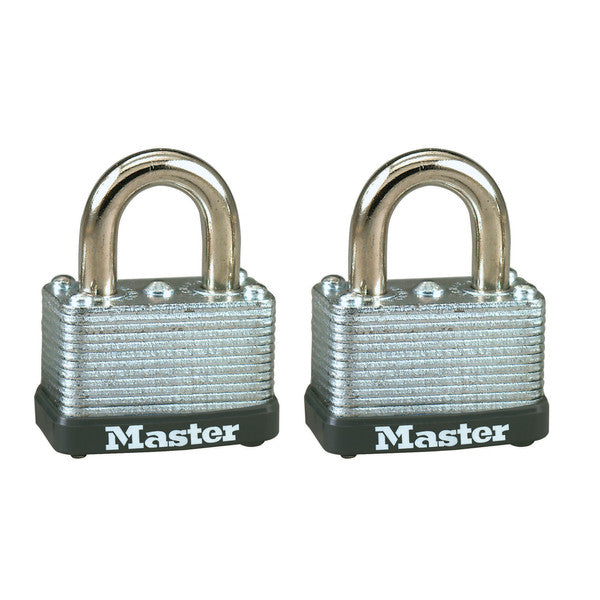 Master Lock 22T Warded Steel Laminated Padlock, 1-1/2", 2-Pack