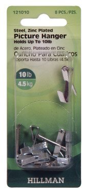 Hillman Fasteners 121010 Zinc-Plated Picture Hanger, 10 lbs, Pack/8