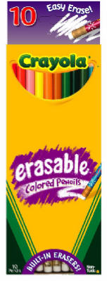 Crayola 68-4410 Erasable Colored Pencils, Multi Bright Colors, 10-Count