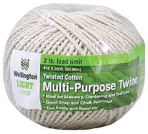 Wellington 10305 Puritan Twisted Cotton Cable Cord, #18 x 200', Natural