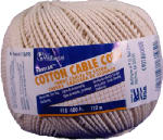 Wellington 16195 Puritan Twisted Cotton Cable Cord, #18 x 400', Natural