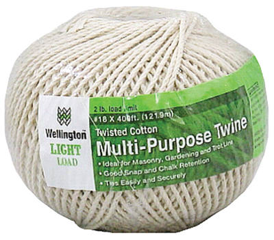 Wellington 16195 Puritan Twisted Cotton Cable Cord, #18 x 400', Natural