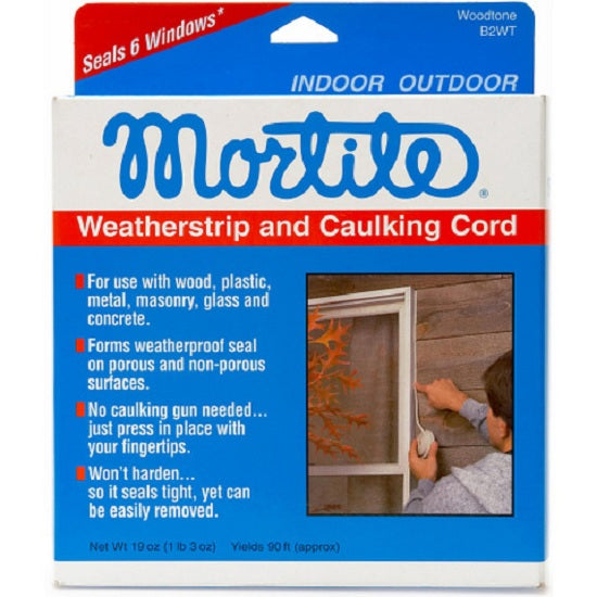 Frost King B2WT Mortite WeatherStrip & Caulking Cord, 90', Woodtone