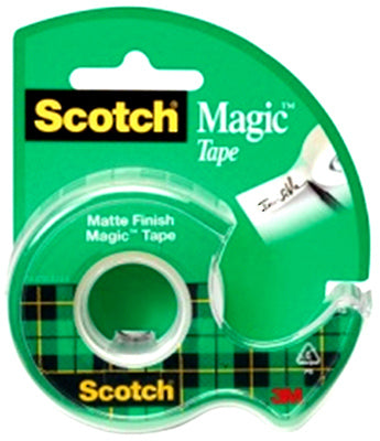 Scotch 119 Magic Transparent Tape with Plastic Dispenser, 1/2" x 800", Matte Finish
