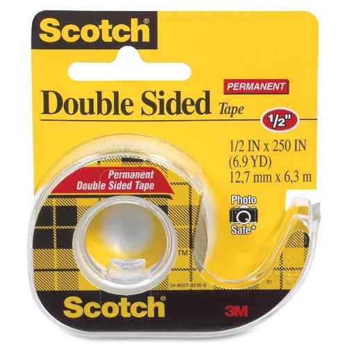 Scotch 136 Double Sided Tape with Dispenser 1/2" x 250", Transparent