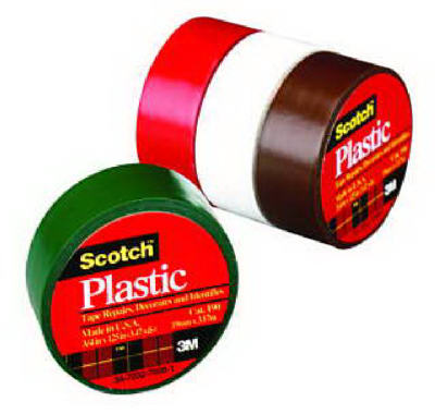 Scotch 190W Colored Plastic Tape, 3/4" x 125", White