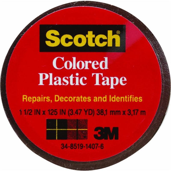 Scotch 191BN Colored Plastic Tape, 1-1/2" x 125", Brown
