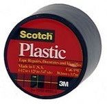 Scotch 191BK Colored Plastic Tape, 1-1/2" x 125", Black