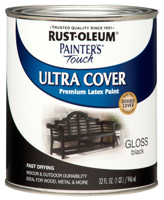 Rust-Oleum® Painter's® Touch Ultra Cover Latex Paint, 1 Qt, Gloss Black
