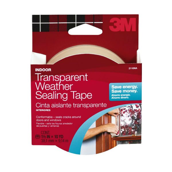 3M 2110 Indoor Transparent Weather Sealing Tape, 1-1/2" x 30'