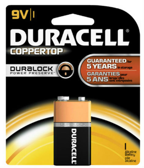 Duracell® MN1604B1Z Copper Top Alkaline Battery, 9 Volt