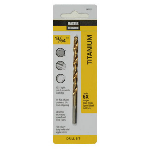 Master Mechanic 197332 Titanium Coated Drill Bit, 13/64" x 3-5/8"