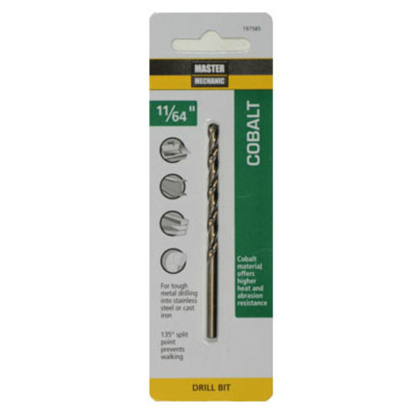 Master Mechanic 197585 High Speed Steel With Cobalt Drill Bit, 11/64" x 3-1/4"