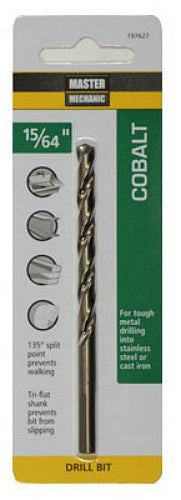 Master Mechanic 197627 Jobber Length Cobalt Drill Bit, 15/64" x 3-7/8", Steel