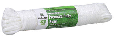 Wellington 10103 Solid Braided Nylon Cord, 7/32" x 50', Silvery White