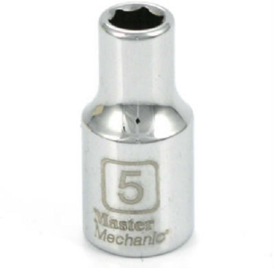 Master Mechanic 199254 6-Point Shallow Socket, 1/4" Drive, 5 mm, Steel