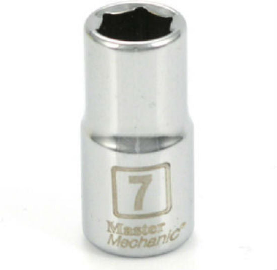Master Mechanic 199284 6-Point Shallow Socket, 1/4" Drive, 7 mm, Steel