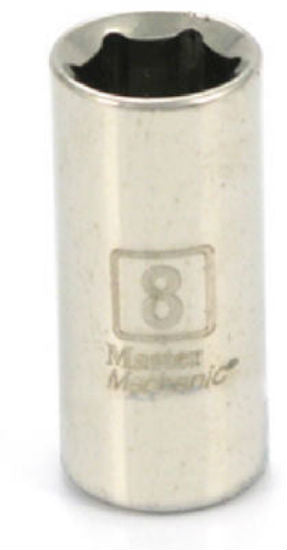 Master Mechanic 199304 6-Point Shallow Socket, 1/4" Drive, 8 mm, Steel