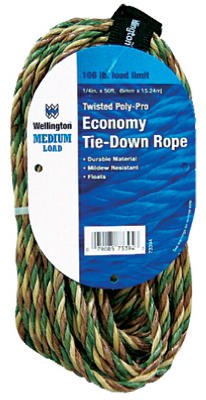 Wellington 73394 Camouflage Polypropylene Rope, 1/4" x 50'