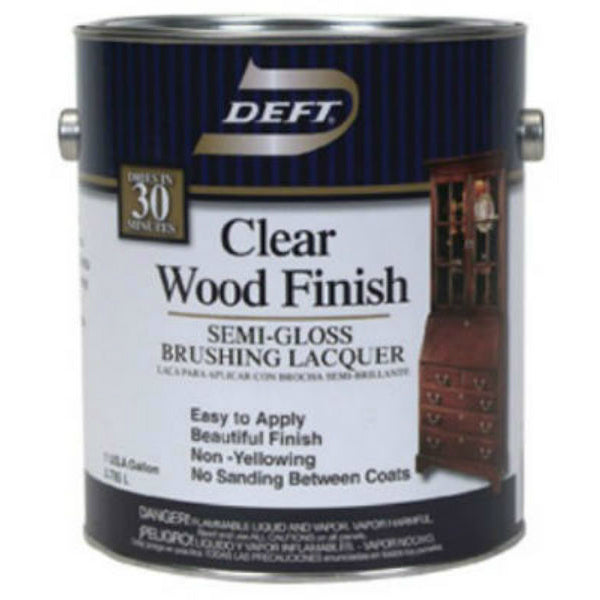 Deft® DFT011/01 Clear Wood Finish Brushing Lacquer, 1-Gallon, Semi-Gloss