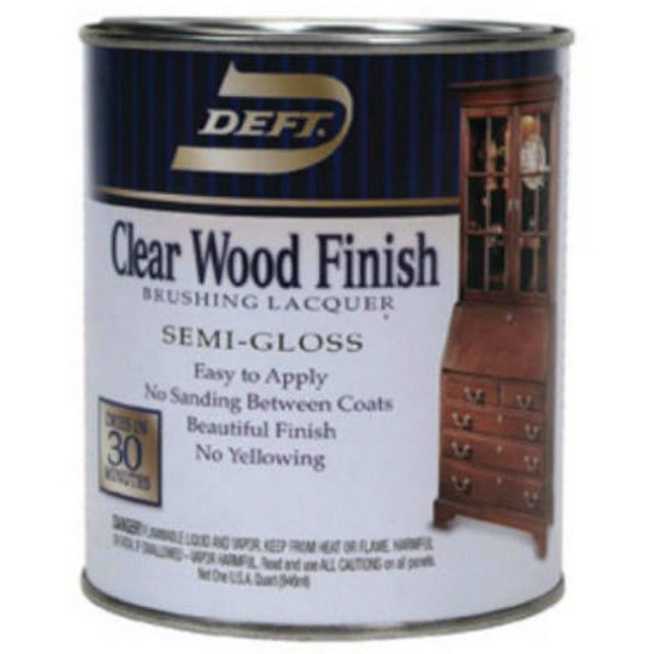 Deft DFT011/04 Clear Wood Finish Brushing Lacquer, 1-Qt, Semi-Gloss