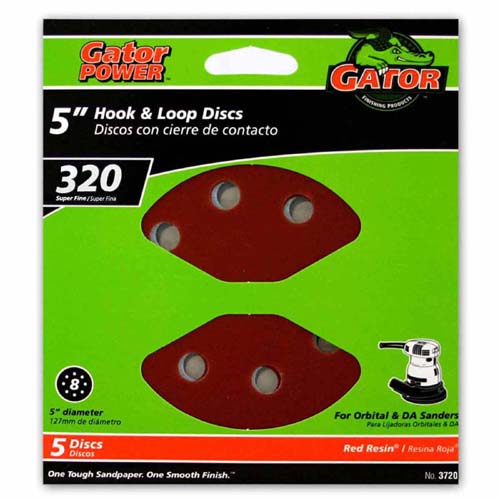 Gator 3720 8-Hole Hook & Loop Sanding Disc, 320 Grit, 5"