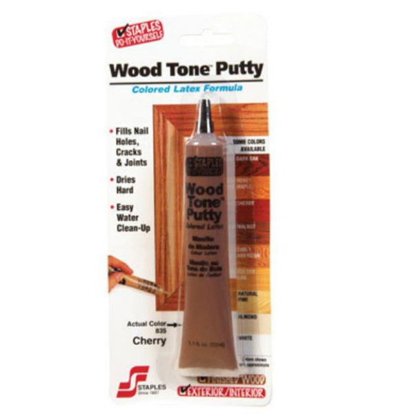 Staples 835 Wood Tone™ Waterbased Colored Putty, Cherry/Red Mahogany, 1.05 Oz