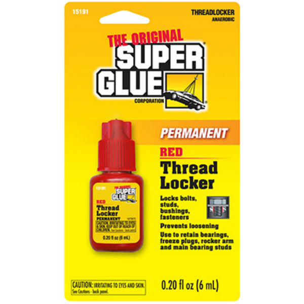 Super Glue® 15191 Permanent Red Thread Locker, 6 mL