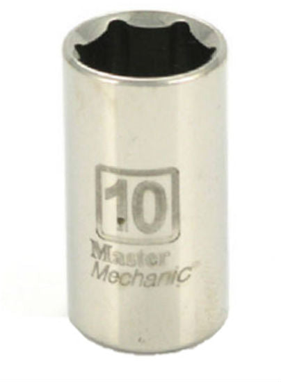 Master Mechanic 213162 6-Point Shallow Socket, 1/4" Drive, 10 mm, Steel