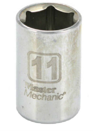 Master Mechanic 213184 6-Point Shallow Socket, 1/4" Drive, 11 mm, Steel