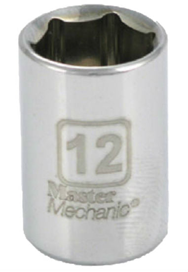 Master Mechanic 213212 6-Point Shallow Socket, 1/4" Drive, 12 mm, Steel