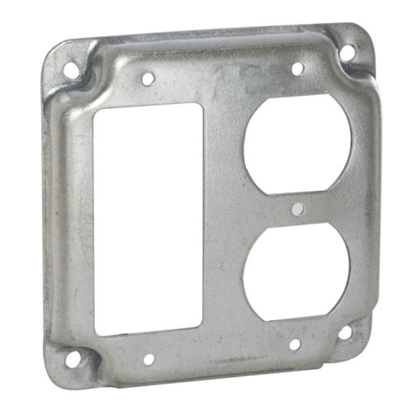 RACO® 915C Square Exposed Work 1-GFCI and 1-Duplex Receptacle , 4"