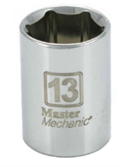 Master Mechanic 213234 6-Point Shallow Socket, 1/4" Drive, 13 mm, Steel