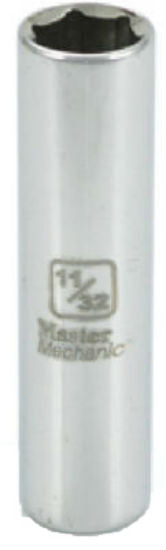 Master Mechanic 213485 6-Point Deep Well Socket, 1/4" Drive, 11/32", Steel