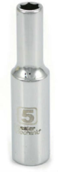 Master Mechanic 213584 6-Point Deep Well Socket, 1/4" Drive, 5 mm