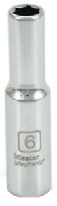 Master Mechanic 213606 6-Point Deep Well Socket, 1/4" Drive, 6 mm, Steel