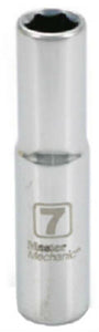 Master Mechanic 213614 6-Point Deep Well Socket, 1/4" Drive, 7 mm, Steel