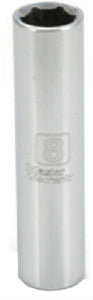 Master Mechanic 213626 6-Point Deep Well Socket, 1/4" Drive, 8 mm, Steel
