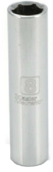 Master Mechanic 213626 6-Point Deep Well Socket, 1/4" Drive, 8 mm, Steel