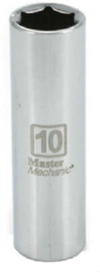 Master Mechanic 213645 6-Point Deep Well Socket, 1/4" Drive, 10 mm, Steel