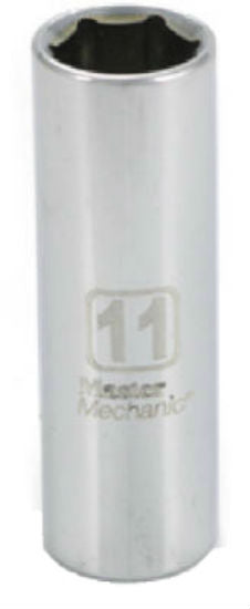 Master Mechanic 213652 6-Point Deep Well Socket, 1/4" Drive, 11 mm, Steel
