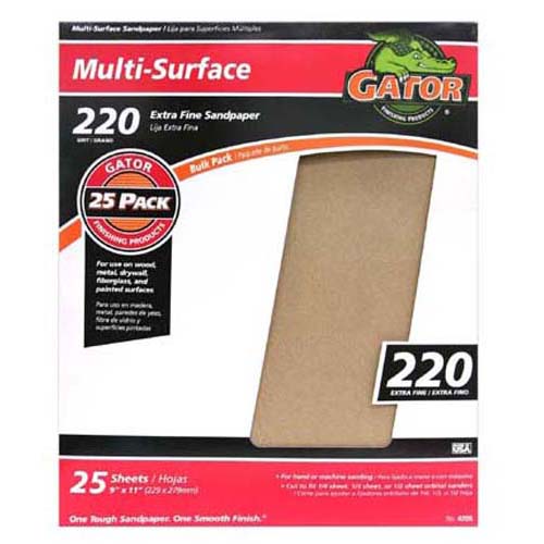 Gator 4205 Multi-Purpose Sanding Sheet, 220 Grit, 9" x 11"