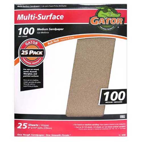 Gator 4209 Multi-Purpose Sanding Sheet, 100 Grit, 9" x 11"