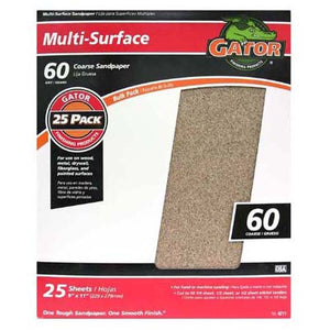 Gator 4211 Multi-Purpose Sanding Sheet, 60 Grit, 9" x 11"