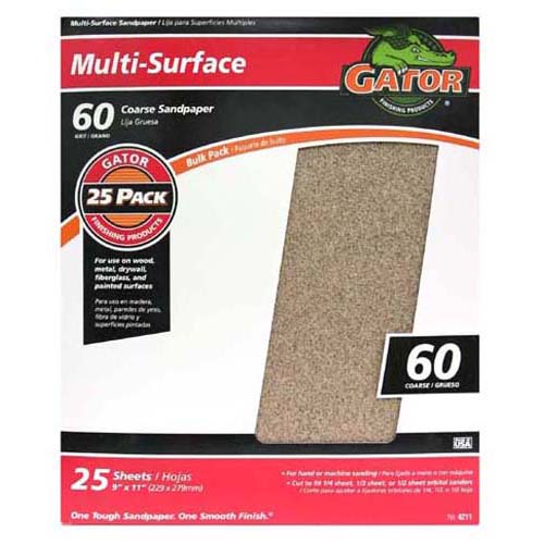 Gator 4211 Multi-Purpose Sanding Sheet, 60 Grit, 9" x 11"