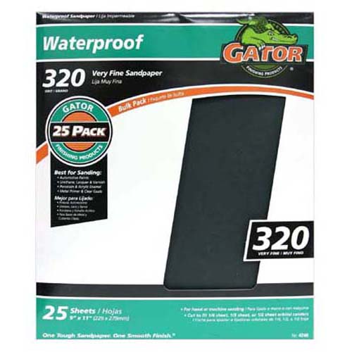 Gator 4240 Very Fine Waterproof Sanding Sheet, 320 Grit, 9" x 11"