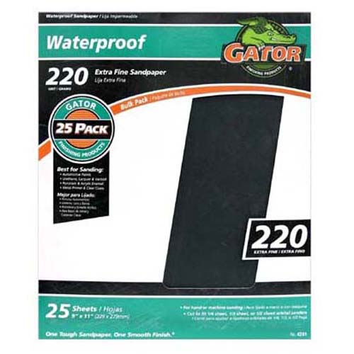 Gator 4241 Extra Fine Waterproof Sanding Sheet, 220 Grit, 9" x 11"