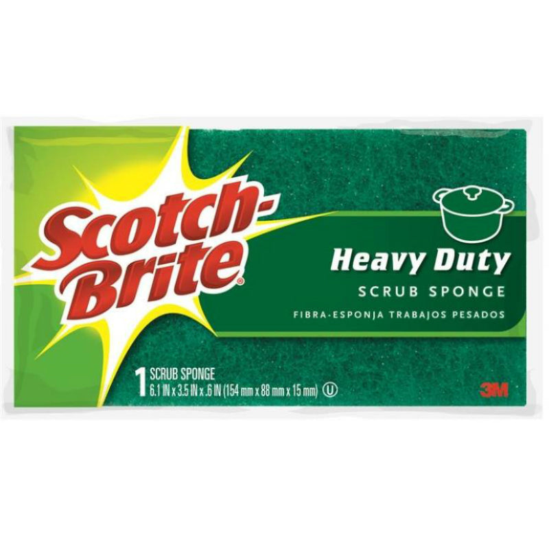 Scotch-Brite 455 Heavy Duty Scrub Sponge, Large, Cellulose/Synthetic Fiber