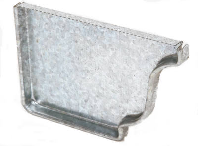 Amerimax 15005 Galvanized Steel Left End Cap, 4", Mill Finish